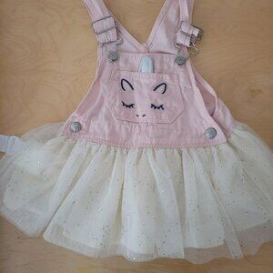 OshKosh B'Gosh pink unicorn overall dress - Size 12 months